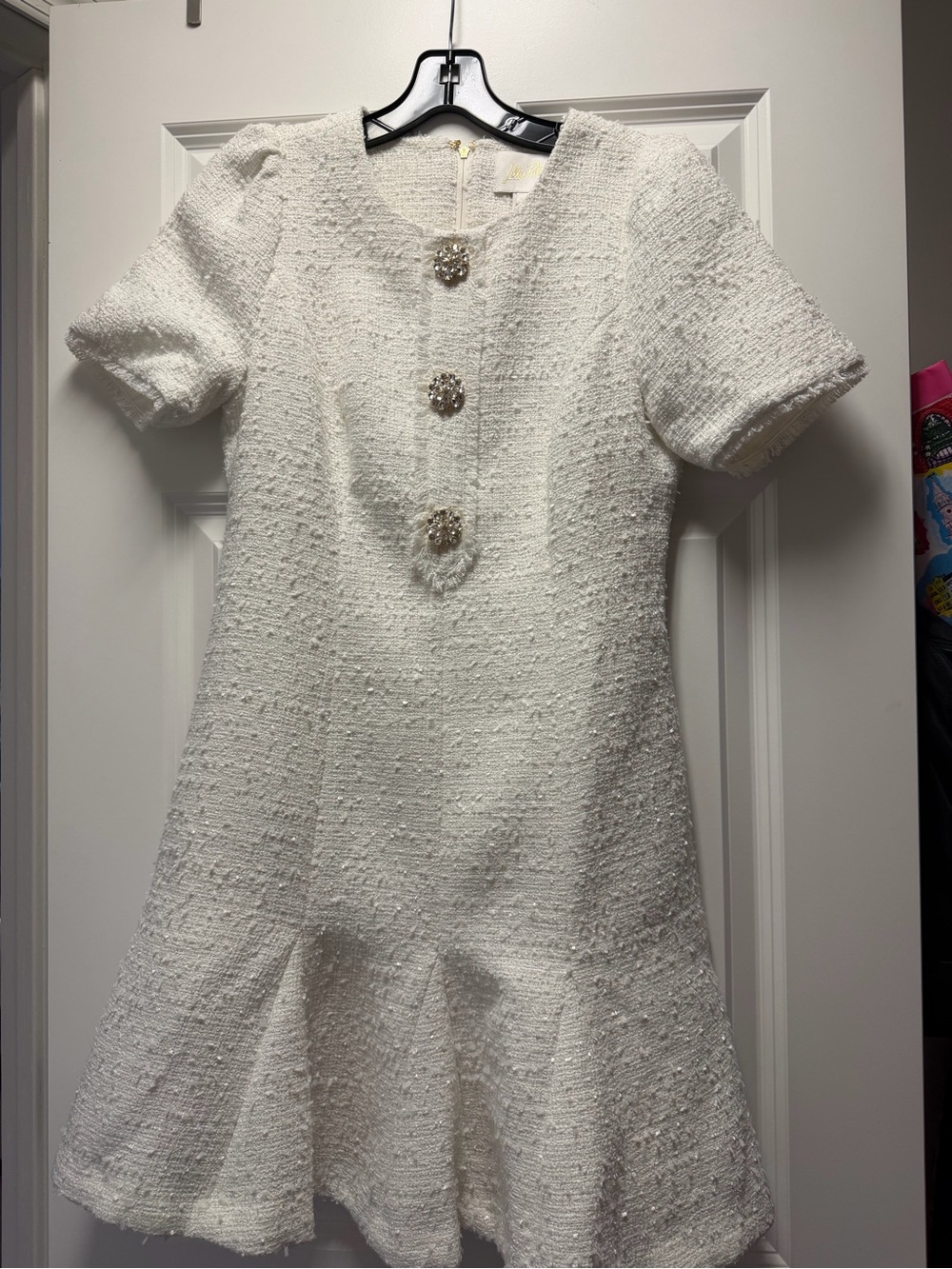 Lilly Pulitzer 00 Geneva Tweed Pearl-Button Dress NWT